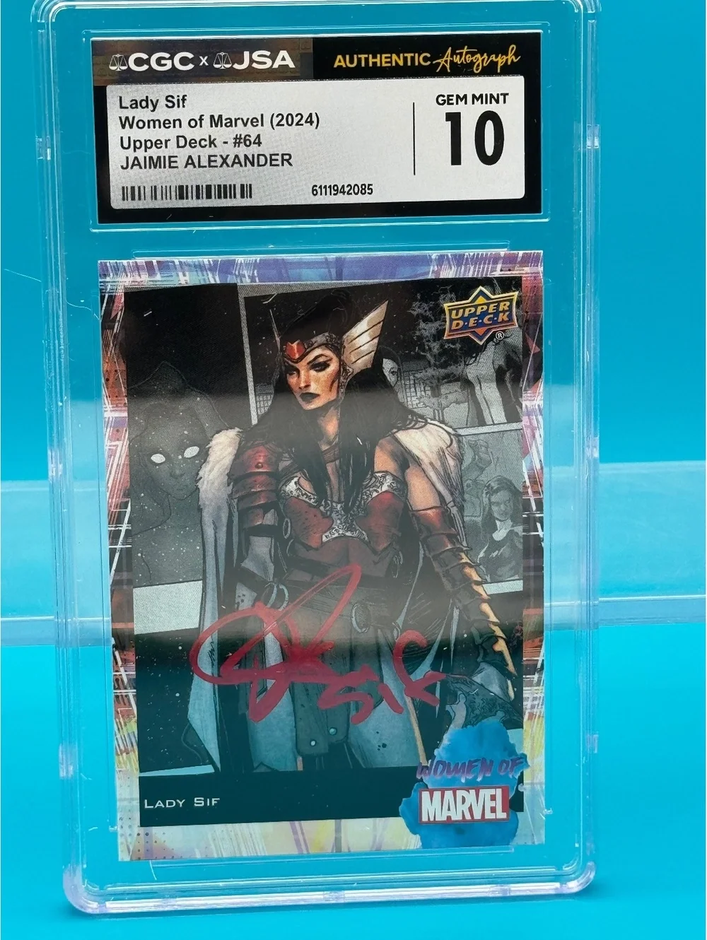 Jaimie Alexander signed Lady SIf 2024 upper Deck card Gem Mint 10 CGCxJSA COA